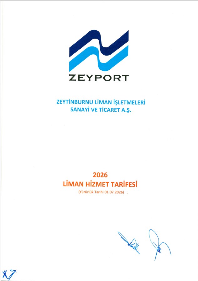2026 Yılı Liman Hizmetleri Tarifesi